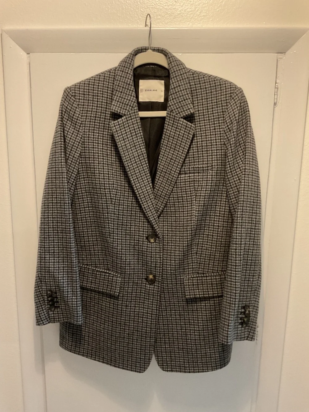 Everlane Oversized Blazer, Size 4, Grey Plaid Pattern